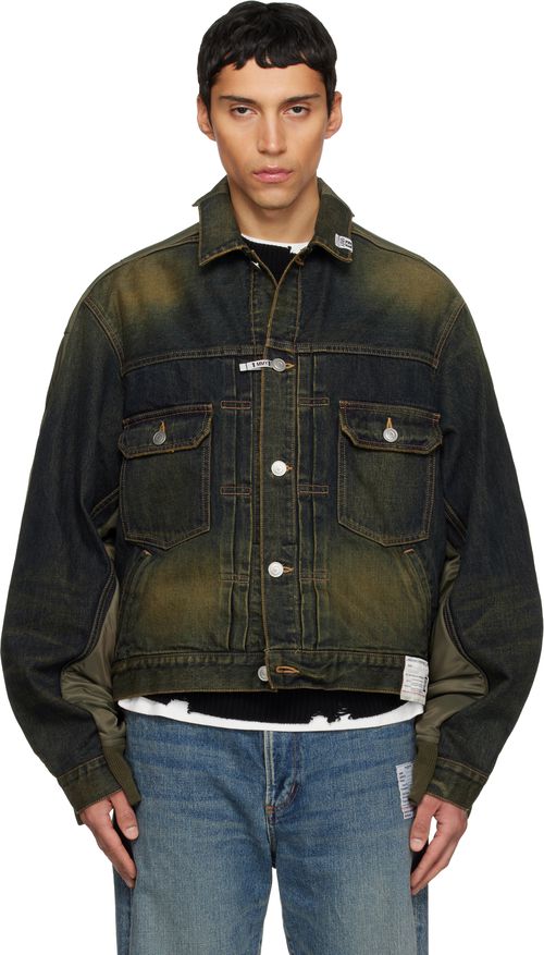 Khaki & Navy Front Back Combined Denim Jacket