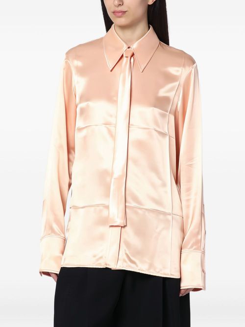 Satin tie-neck shirt - Pink
