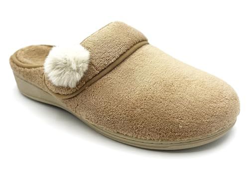 Vionic Women's Indulge Emily Mule Slipper-Comfortable Spa House Slippers that include Three-Zone Comfort with Orthotic Insole Arch Support