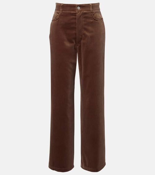 High-rise cotton velvet wide-leg pants