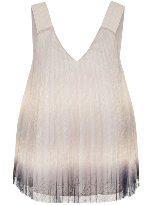Gradient lace pleated blouse - Neutrals