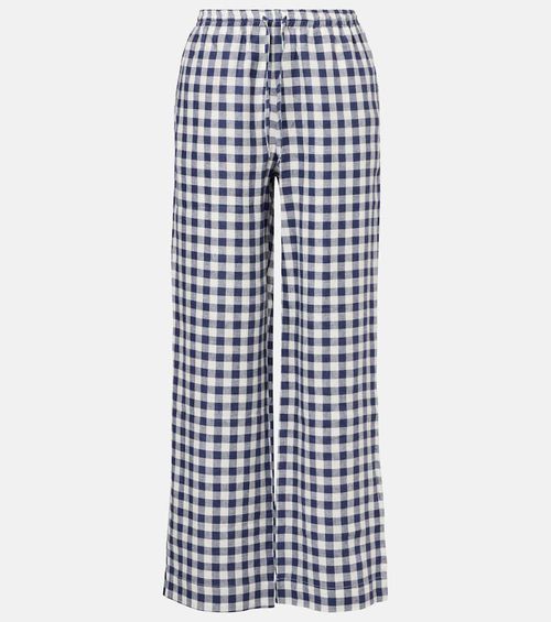 Aurelia gingham linen wide-leg pants
