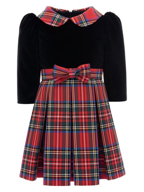Bow-detail plaid-checked dress - Red