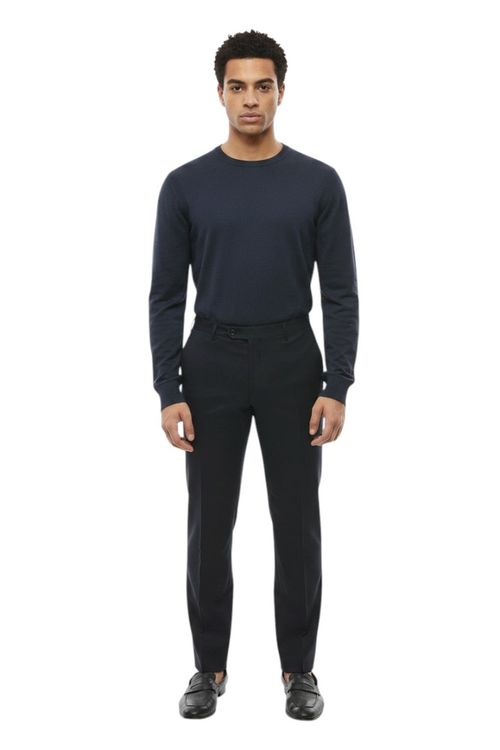 Blue Tailored Solid Pants