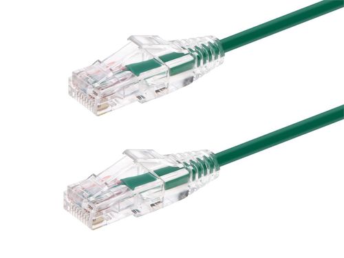 Cat6 14ft Green Component Level Patch Cable, UTP, 28AWG, 550MHz, Pure Bare Copper, Snagless RJ45, SlimRun Series Ethernet Cable