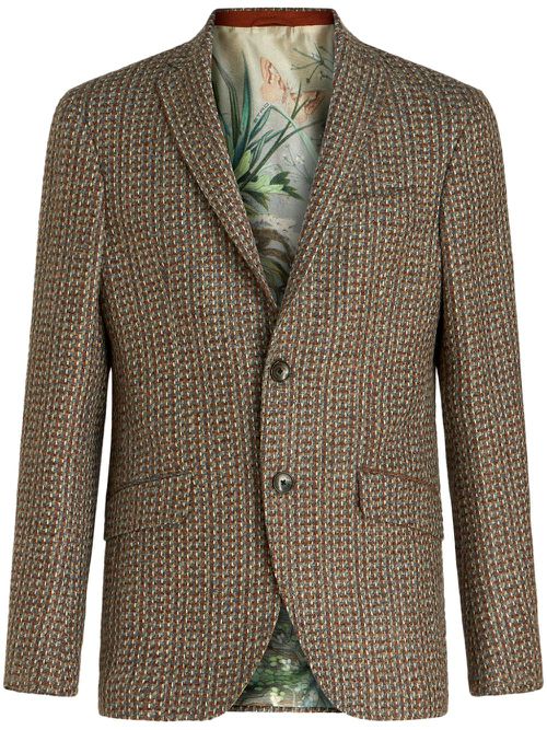 Slim-cut single-breasted blazer - Brown