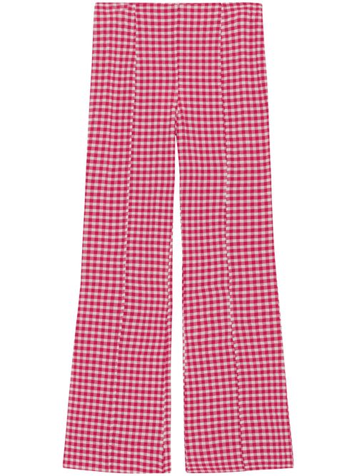 Check-print flared trousers - Pink