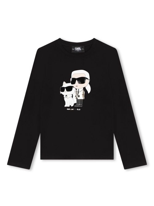 Ikonik Karl-print long-sleeved T-shirt - Black