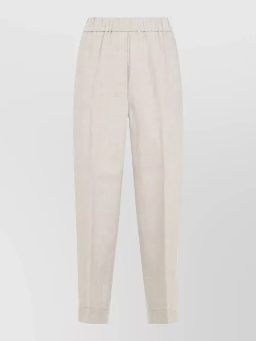 Peserico - linen straight leg trousers piped rolled he
