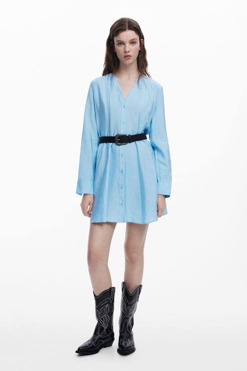Shirt dress with belt