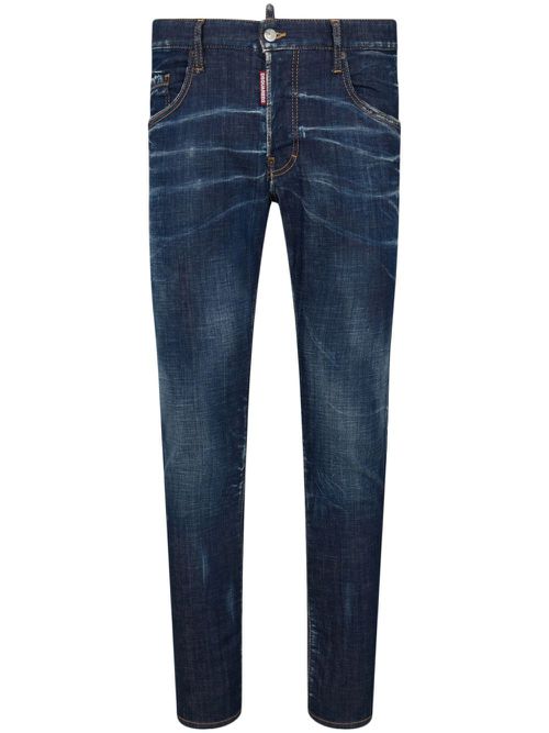 Logo-appliqué slim-cut jeans - Blue