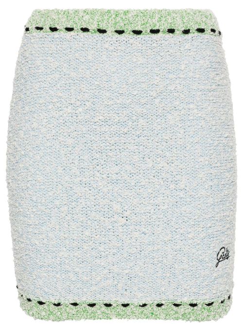 Logo-embroidered bouclé mini skirt - Blue