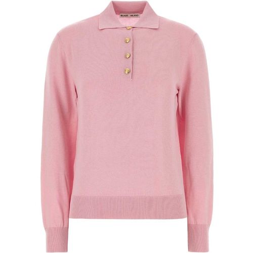 Blaze Pink Silk Blend Polo Shirt