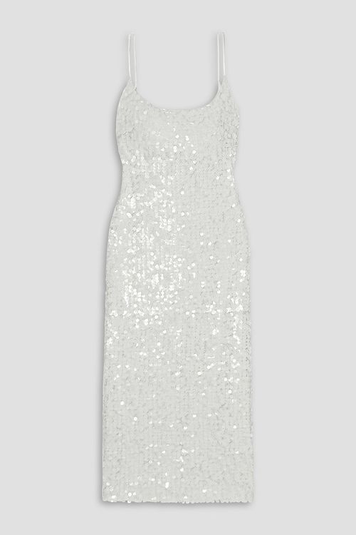 Mykonos sequined metallic tulle midi dress