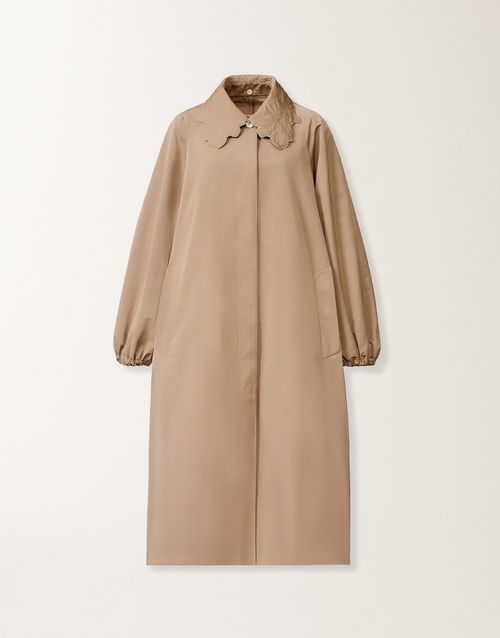 Long trench coat in ottoman, mud