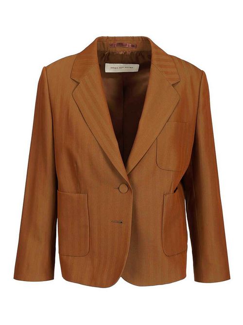 Short Striped Wool Twill Blazer