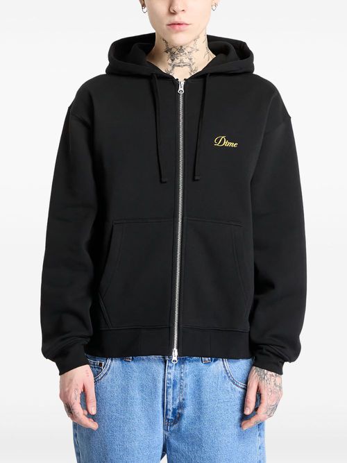 Logo-embroidered hoodie - Black