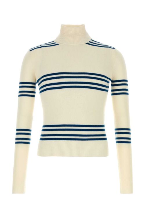 Striped Wool Sweater — Beige