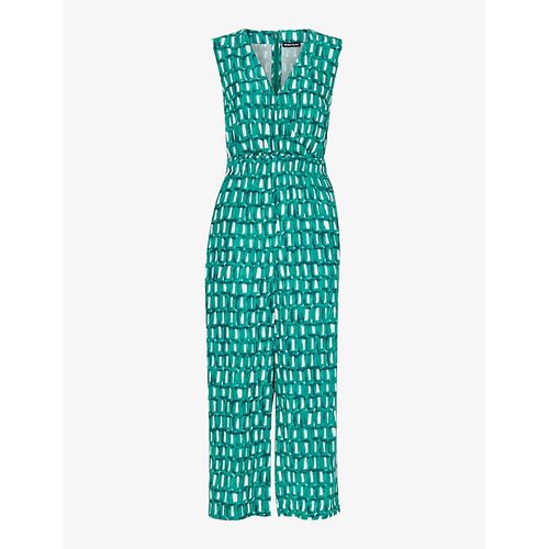 Womens Linked Smudge Graphic-print Woven Jumpsuit