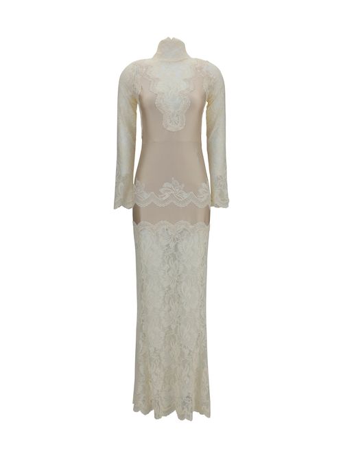 Lace and Jersey Dress — Ivory