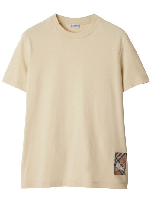 Check Label cotton t-shirt - Neutrals