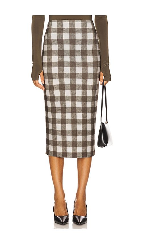 Norma Kamali Straight Skirt To Midcalf in Bark Box Plaid.  XS also in L, M