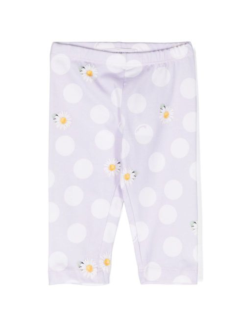 Polka-dot stretch-cotton leggins - Purple