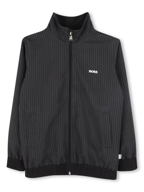 Logo-embroidered striped sweatshirt - Black