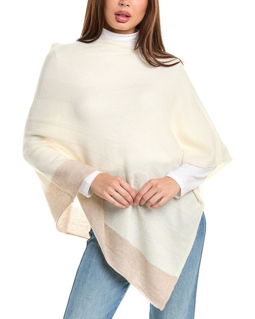 Cashmere Border Stripe Cashmere Poncho