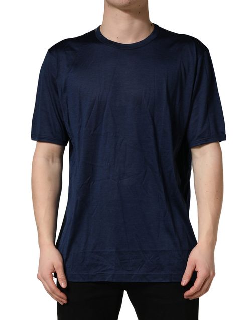 Silk Crewneck T-Shirt — Navy