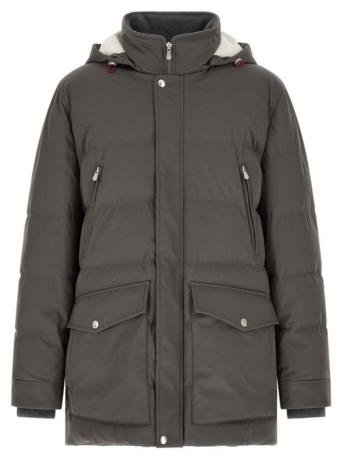 Goose Feather Quilted Parka — Gray