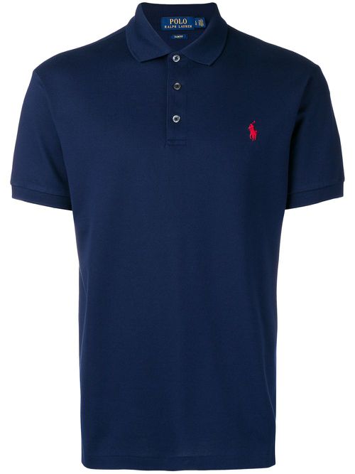 Embroidered logo polo shirt - Blue