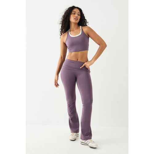 DSGN Studio Womens Sculpt Fold Over Waistband Flared Legging - Purple Polyamide - X-Large