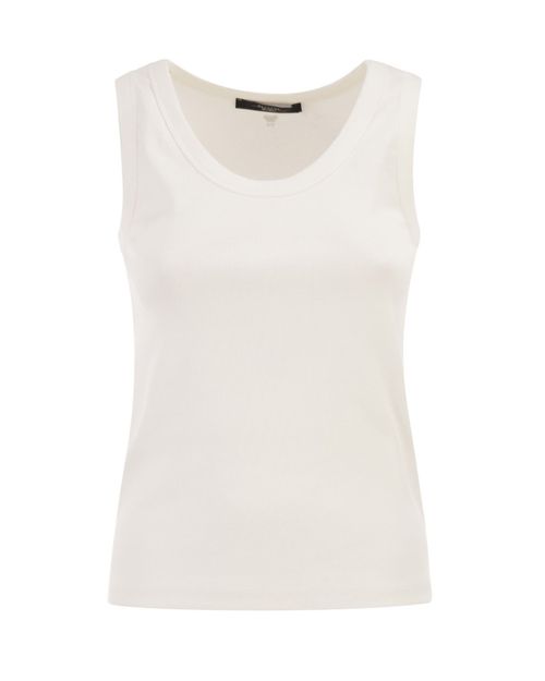 White Round Neck Sleeveless Top
