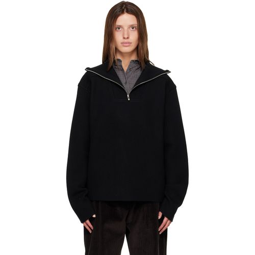 Black Paulo Wool Hairy Zip-Up Sweater