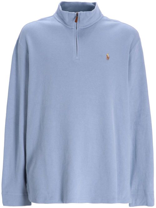 Embroidered-logo cotton sweatshirt - Blue