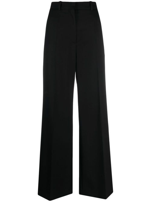 Wide-Leg Wool Trousers — Black