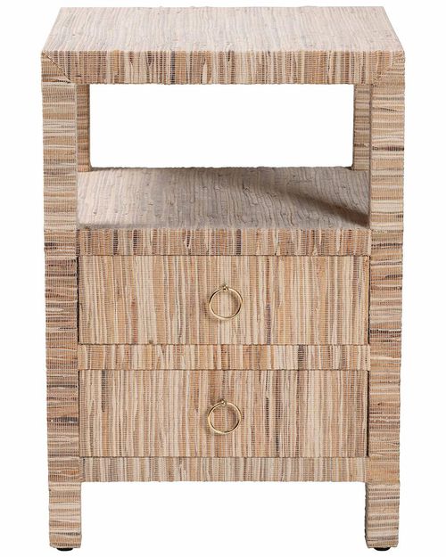 Paine Bohemian Woven Grasscloth 2-Drawer Nightstand