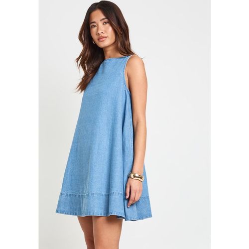 Boohoo Womens Chambray Racer Swing Dress - Blue