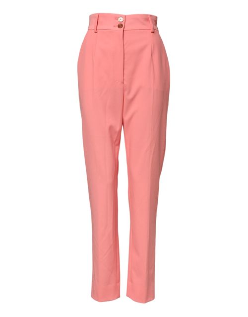 High-Waist Tapered Trousers — Pink