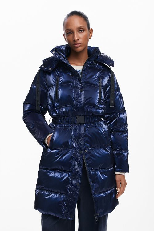 Long iridescent padded coat