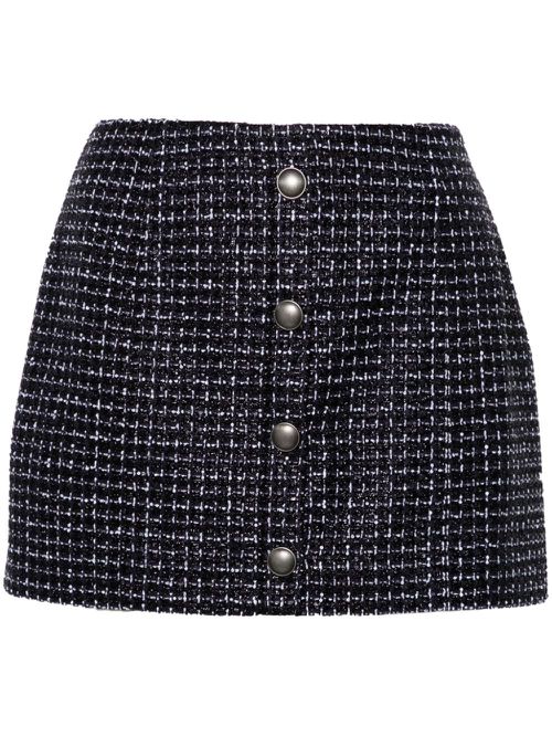 - Sequin Checked Tweed Mini Skirt