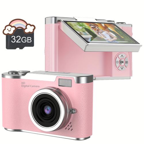 TEMU 8x Digital Zoom Camera For Vlogging - 2.4" Ips Screen, Rechargeable, , Includes Card Reader, Otg, Support For Photos & Videos, Ideal For