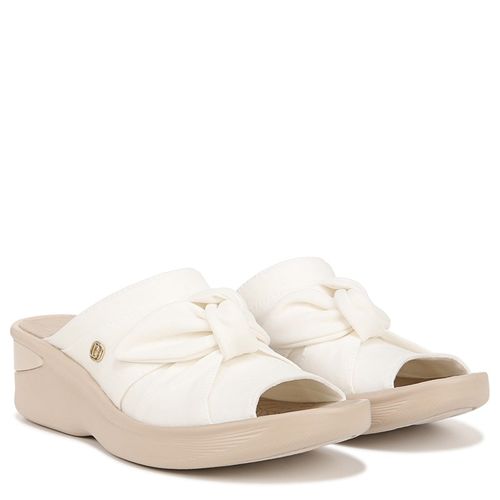 Women's Smile Wedge Sandals (White Fabric)