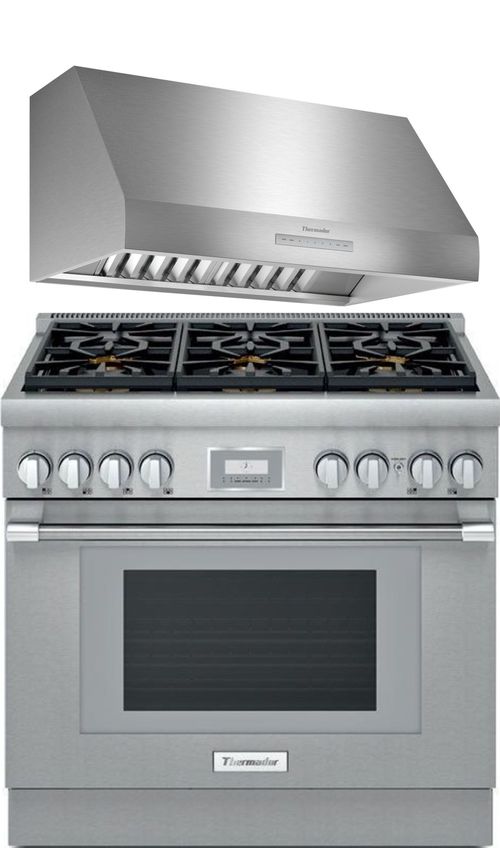 Thermador 2 Piece Kitchen Appliances Package with Dual Fuel Range in Stainless Steel THRARH113