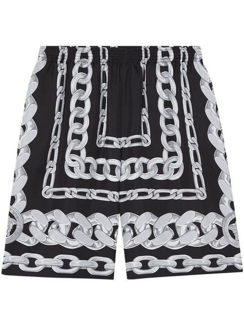 Graphic-print track shorts - Black