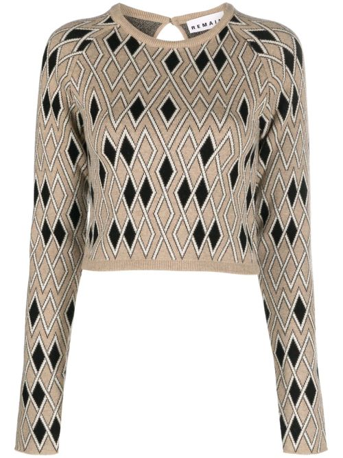 Geometric-pattern cropped jumper - Neutrals