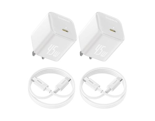 45W Usb C Charger Block, 2 Pack Pps Fast Charger Type C with Usb-c Cable for iPhone 16/15 Series, iPad, Galaxy S24 Ultra and More Series - Whit