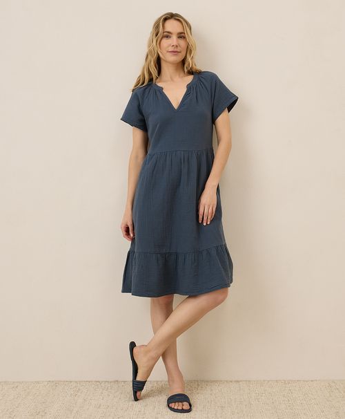 Women's French Navy Coastal Double Gauze Breezy Dre