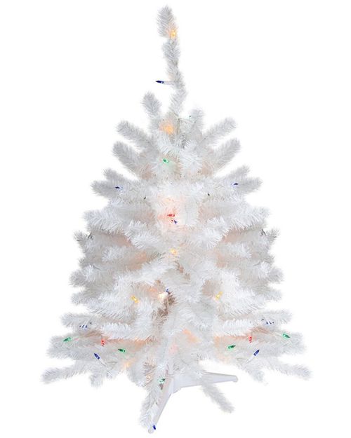 Northlight 18in Pre-Lit Snow White Artificial Christmas Tree Multi Lights